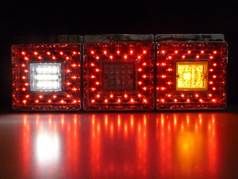 日野/いすゞ用【車検対応】JB製 角型LEDテールランプ 3連 バック
